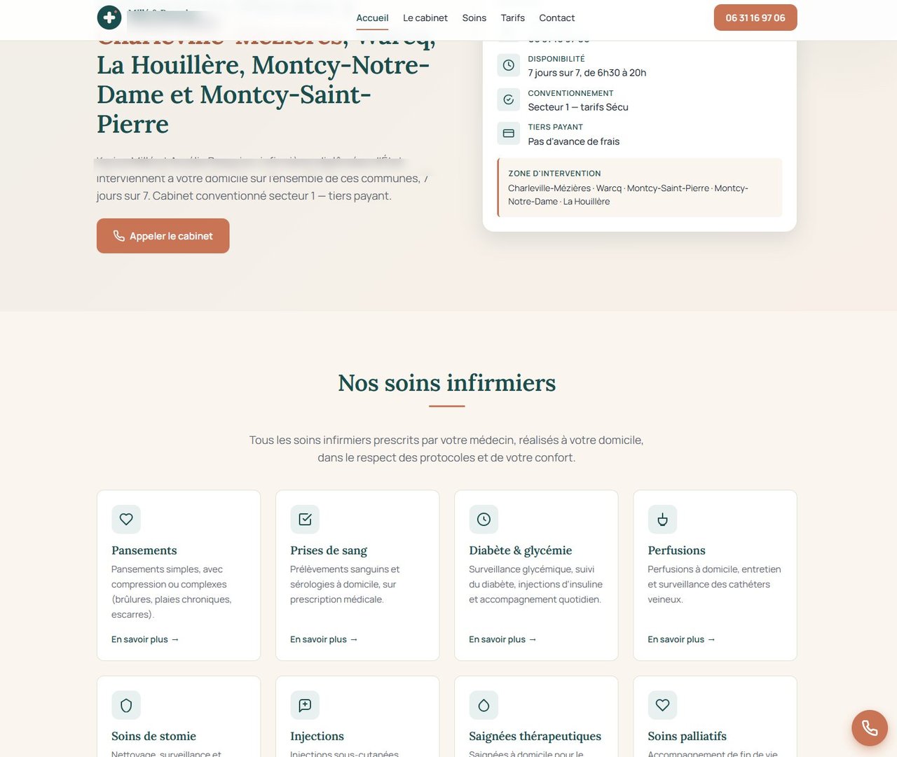 Aperçu du site Cabinet Millé-Pasquino — soins infirmiers à domicile