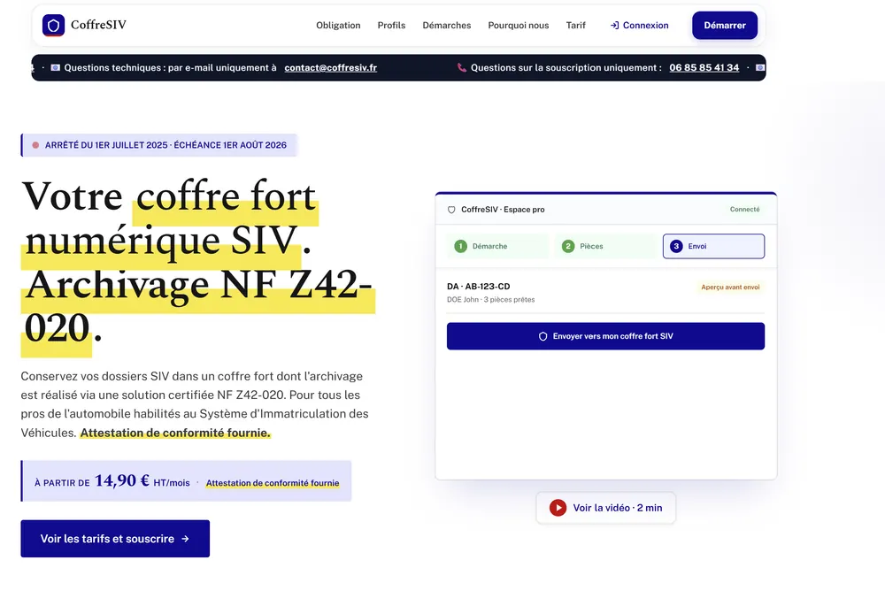 Interface de CoffreSIV, coffre-fort numérique SIV développé par Northlink